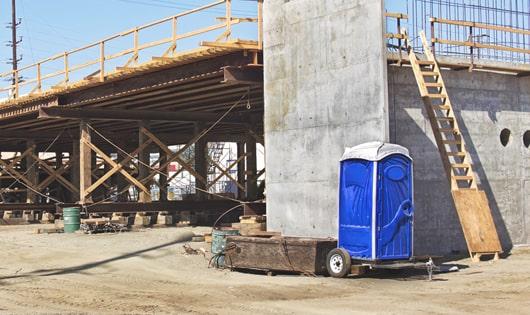 construction site porta potties ready for use